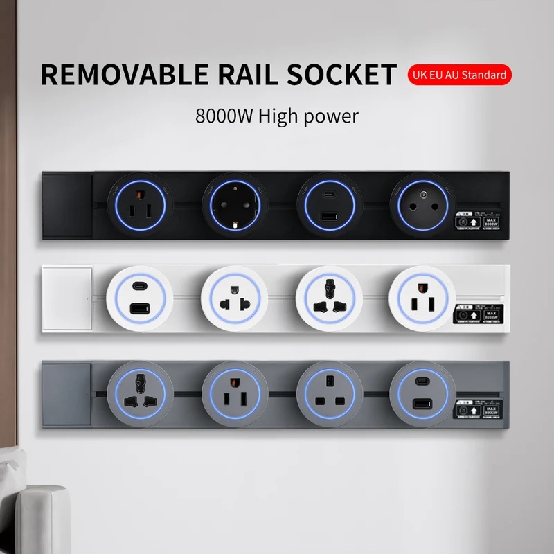 Kitchen Appliances Uk - รางปลั๊กไฟติดผนังสีขาวดำ มาตรฐาน EU UK FR เกาหลี
