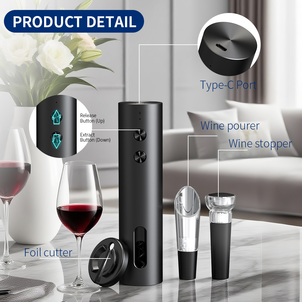 ชุดเปิดขวดไวน์ไฟฟ้า 4-in-1 แบบ - Wine Opener Electric บทวิจารณ์และราคา
