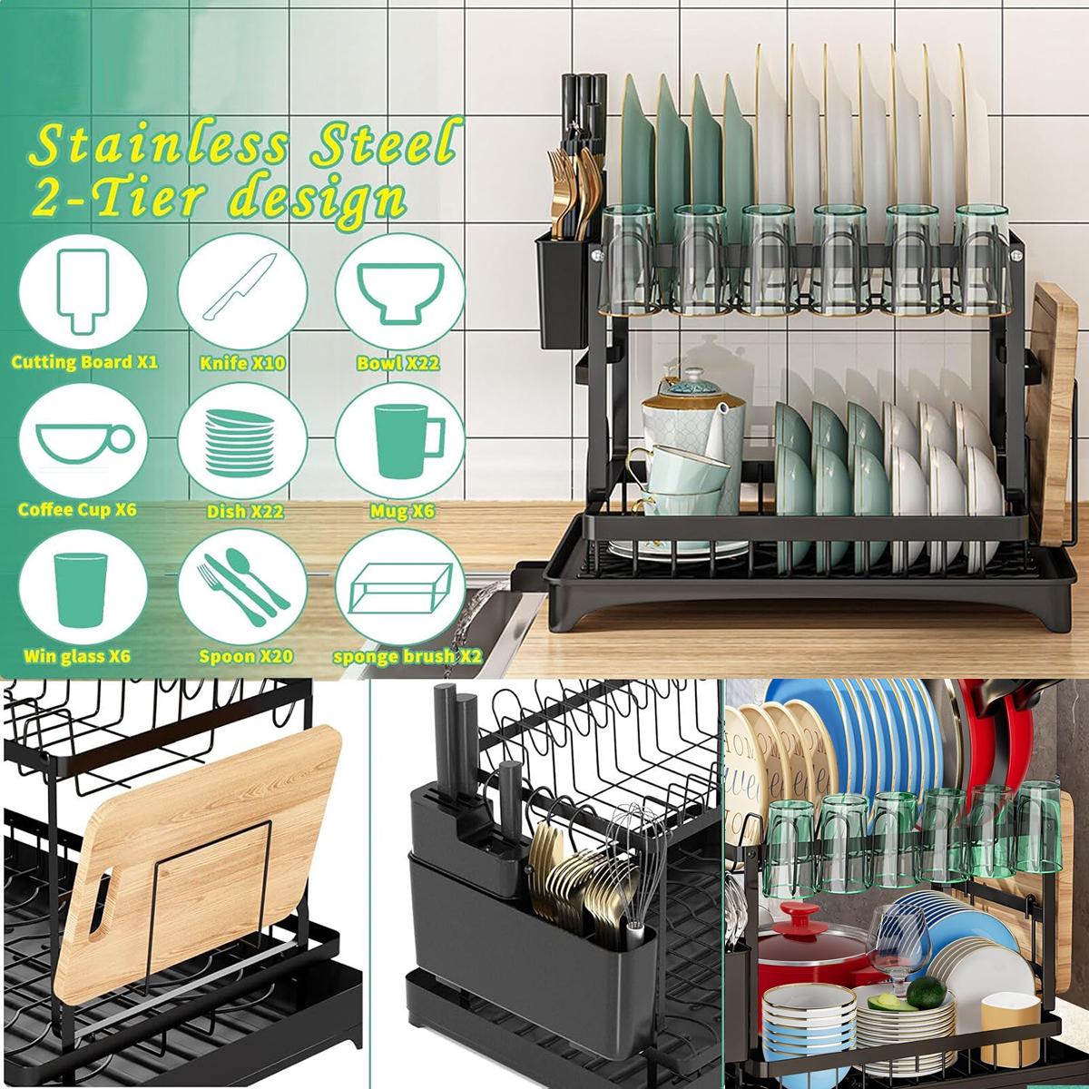 ชั้นวางจาน 2 ชั้นสำหรับเคาน์เต - Kitchen Appliances Large บทวิจารณ์และราคา
