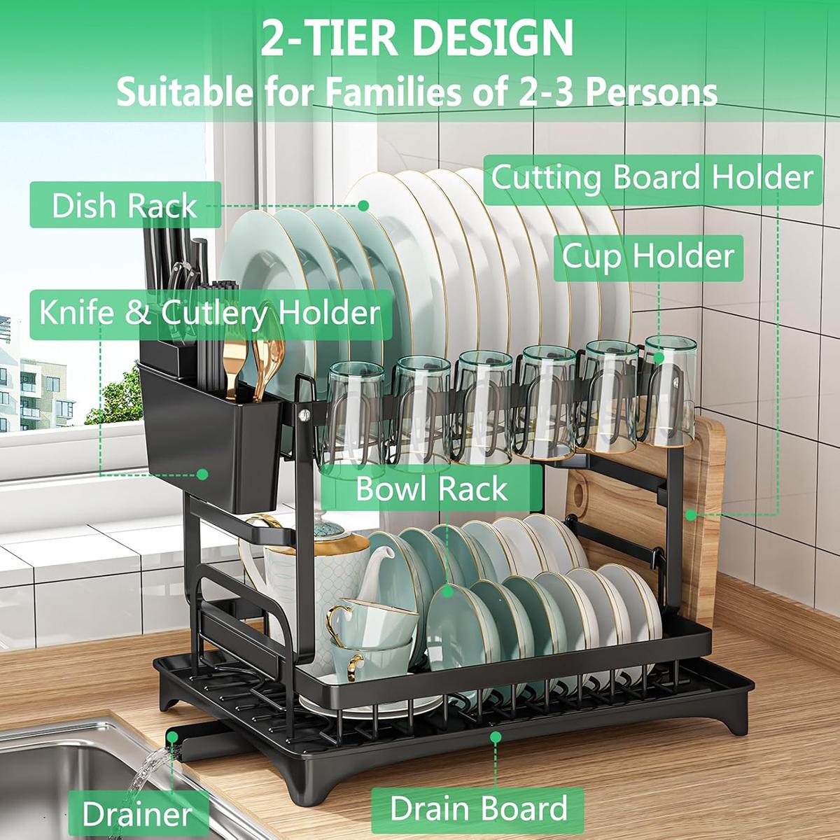 ชั้นวางจาน 2 ชั้นสำหรับเคาน์เต - Kitchen Appliances Large บทวิจารณ์และราคา